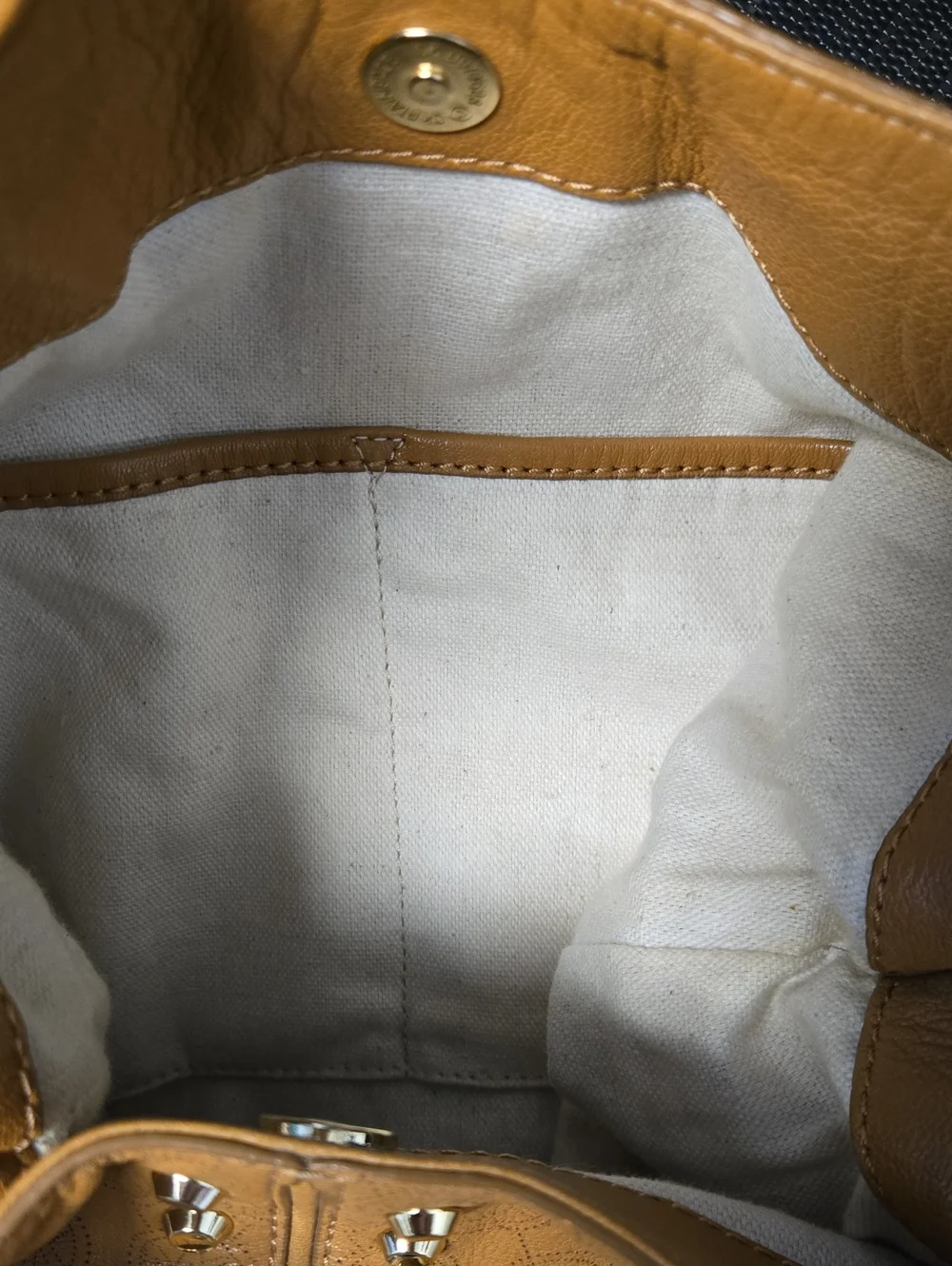 EUC Michael Kors Tan Logo-Embossed Hobo with Gold Studs